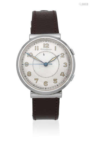 Circa 1949  Jaeger-LeCoultre. A stainless steel manual wind alarm wristwatch