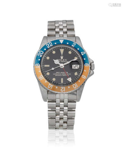 GMT Master, Ref: 1675, Circa 1966  Rolex. A stainless steel automatic calendar bracelet watch with 'Pepsi' bezel