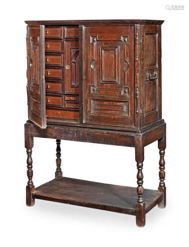 A late 17th century joined oak, rosewood and veneered Collector's Cabinet, Dutch