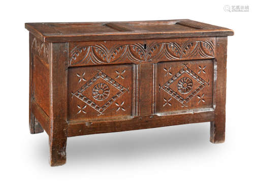 A Charles II small joined oak coffer, North Country, circa 1680