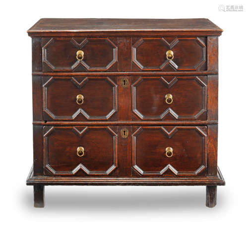 A joined oak chest of drawers, English, circa 1680-1720