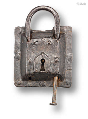 A 16th century iron padlock, possibly English