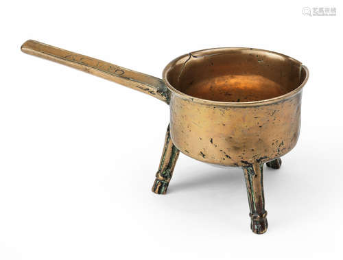 A Charles II leaded bronze skillet, South-Eastern England, dated 1680