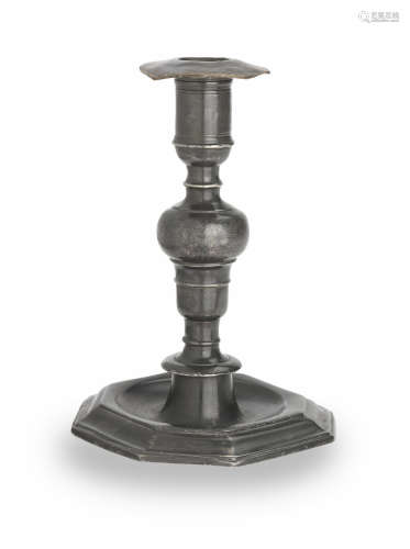 A pewter candlestick, probably Dutch, circa 1690-1710