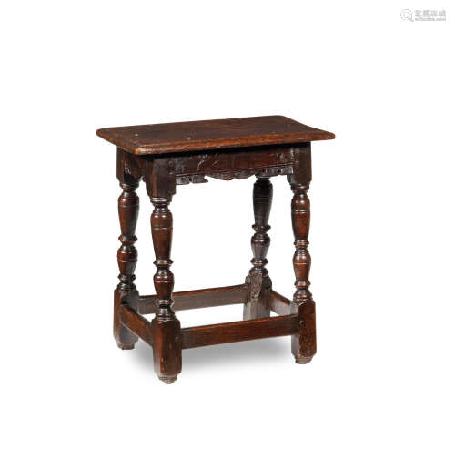 A Charles I oak joint stool, circa 1630