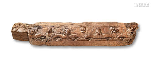 A last half of the 16th century carved oak ceiling beam, English, circa 1550 - 1600