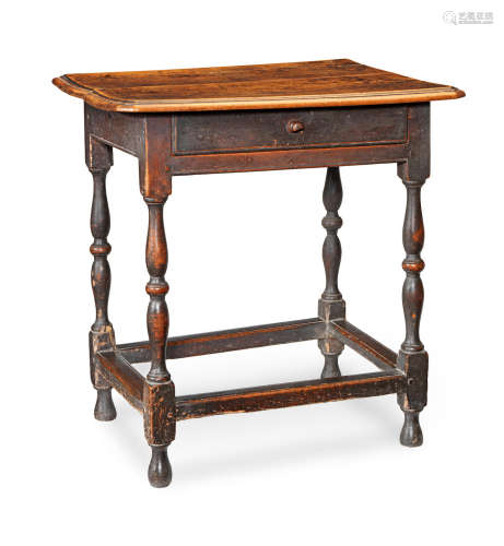 An early 18th century small joined sycamore and fruitwood side table, English, circa 1710-30