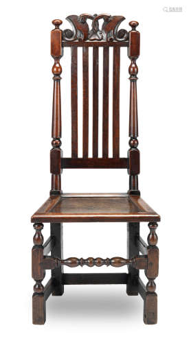 A William & Mary joined oak slat-back chair, circa 1690