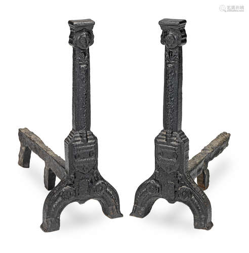 A pair of late 16th century andirons, French, circa 1600
