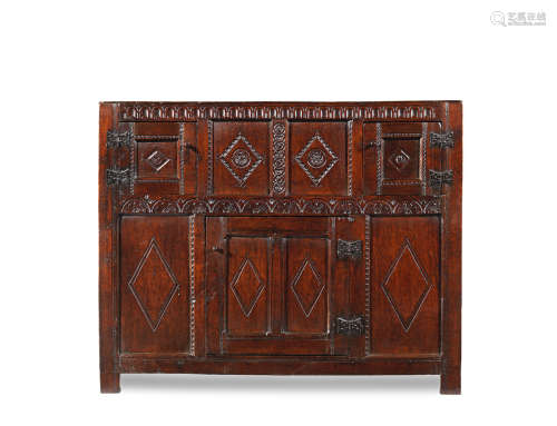 A Charles I joined oak livery cupboard, West County, circa 1640