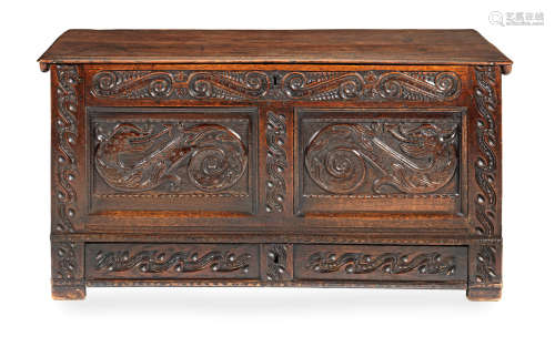 A Charles I joined oak coffer with drawer, Gloucestershire, circa 1630-40