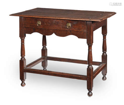 An early 18th century joined oak side table, English, 1710-30