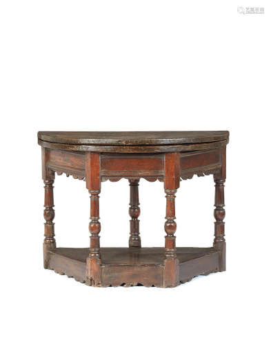 A Charles I joined oak, walnut and elm folding or credence-type table, circa 1640