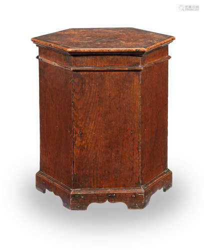 A George III boarded oak close stool, circa 1760