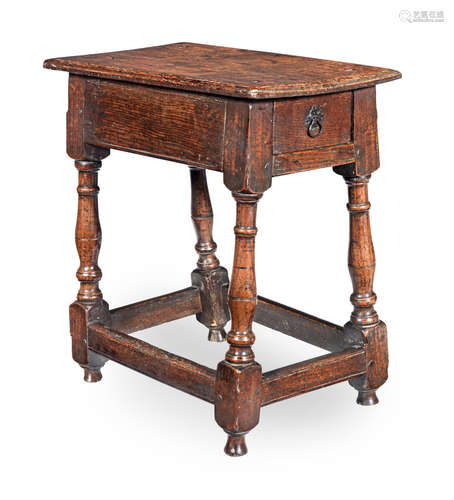 A mid-17th century joined oak stool-table, English, circa 1650