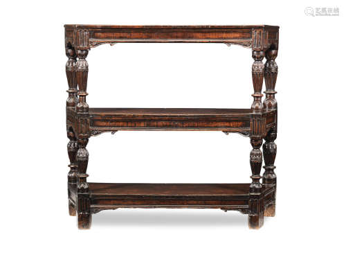 An Elizabeth I joined oak three-tier buffet, circa 1580 and later