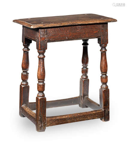 A William & Mary oak joint stool, circa 1690