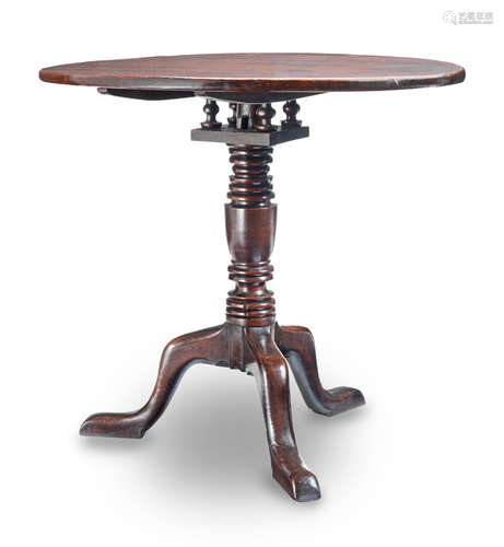 A fruitwood tripod occasional table, English, circa 1800-30