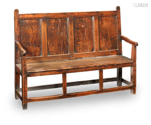 A mid-18th century joined oak settle, possibly Carmarthenshire, circa 1740-70