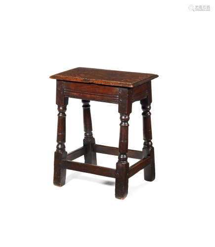 A Charles II oak joint stool, circa 1680