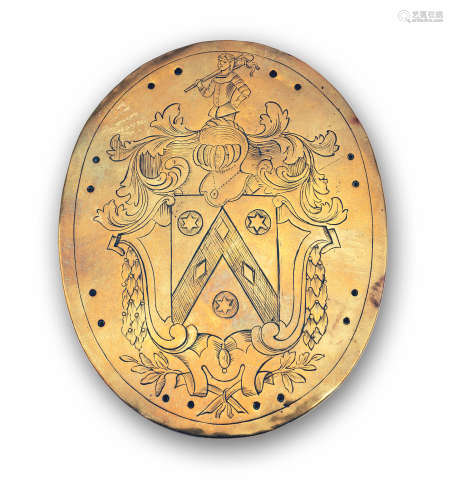 A mid-18th century brass cloak badge, probably Scottish, circa 1740