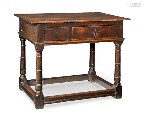 A Charles I unusual joined oak centre table, West Country, circa 1640
