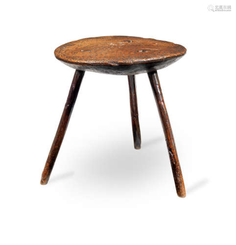 A good george II/III elm and ash primitive cricket-type table, circa 1750-80