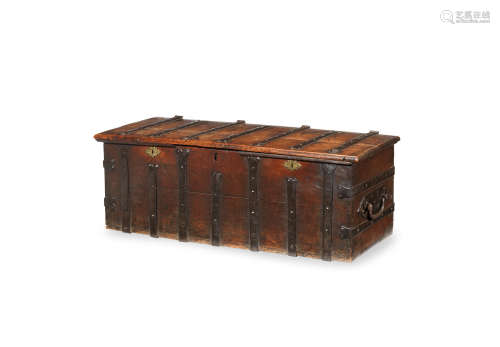 A 17th century oak and iron-bound ecclesiastical 'strong-box', English