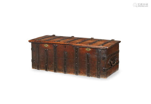 A 17th century oak and iron-bound ecclesiastical 'strong-box', English