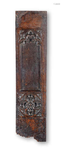 A late 15th/early 16th century carved oak plank or board, French