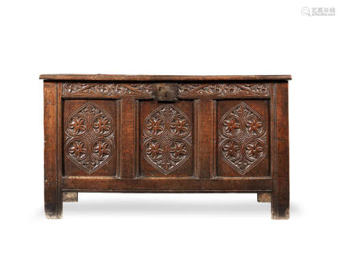 A Charles I joined oak coffer, Gloucestershire/Wiltshire, circa 1640