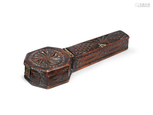 A George III chip-carved fruitwood box, dated 1784