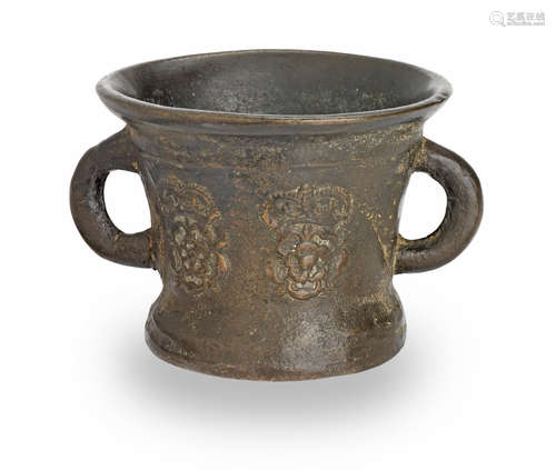 A mid- to late 17th century leaded bronze mortar, from the London 'unidentified foundry', circa 1660