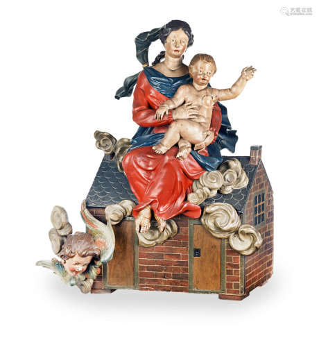 A late 18th/early 19th century polychrome-decorated sculpture, The Virgin & Child, German