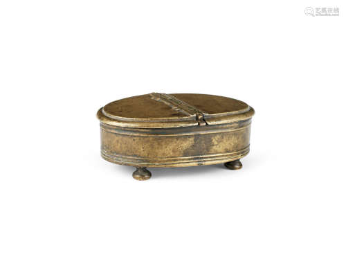 An 18th century brass spice box