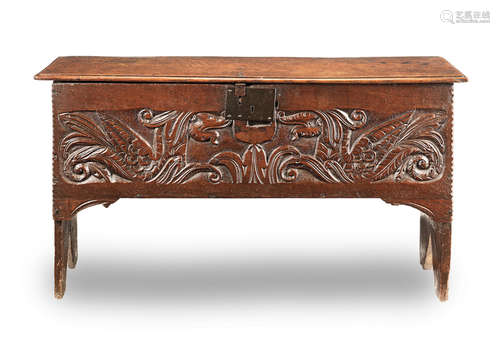 A Charles I boarded oak chest, Gloucestershire, circa 1640