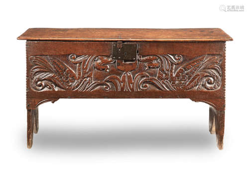 A Charles I boarded oak chest, Gloucestershire, circa 1640