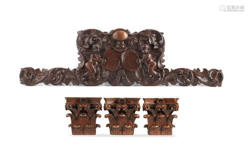 A late 17th/early 18th century carved walnut crest, Franco-Flemish, circa 1700