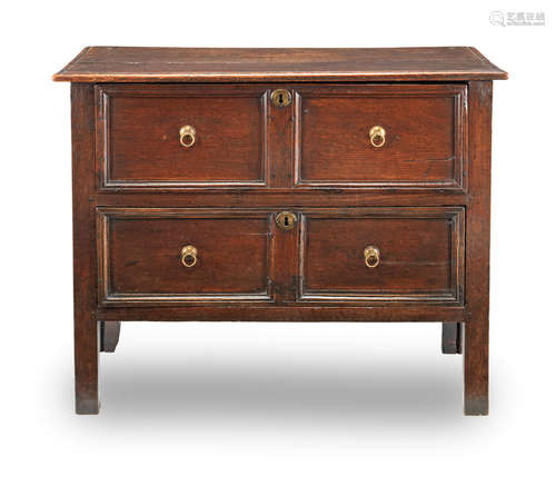 A joined oak two-drawer chest, English, circa 1700