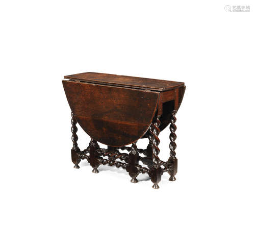 A Charles II joined oak gateleg table, circa 1670