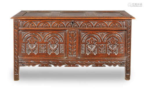 A Charles I joined oak coffer, Gloucestershire, circa 1640