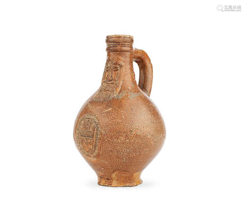 A small 17th century stoneware bellarmine, Rhenish