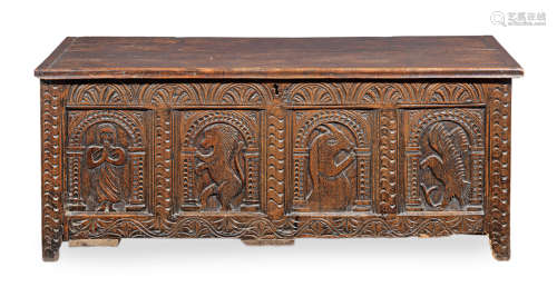 An unusual Charles I joined oak coffer, West Country, circa 1640