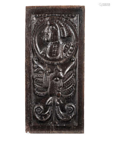 A mid-16th century oak 'Romayne'-type panel, English, circa 1550