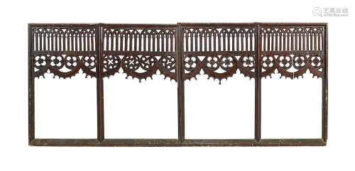 A mid- to late 15th century carved oak screen section, English or French, circa 1450-1500
