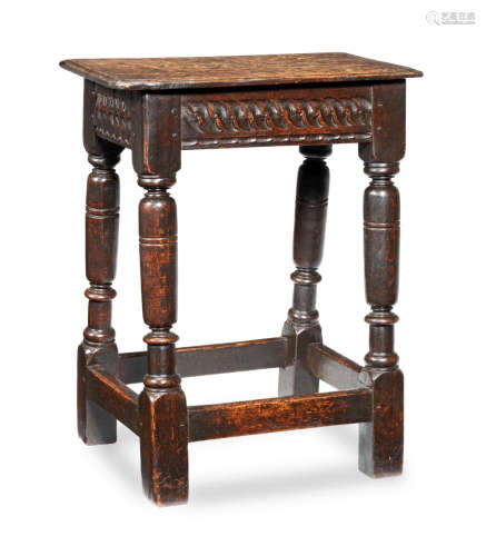 A Charles I oak joint stool, Salisbury and the surrounding area, circa 1630