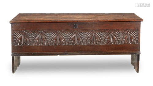 A Charles II boarded oak chest, West Country, circa 1660