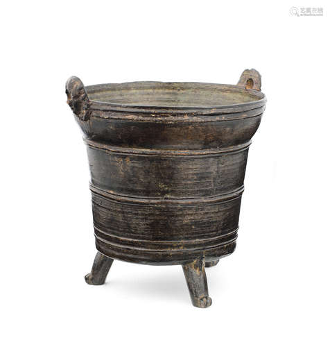 A 16th century leaded bronze holy water bucket, or bénitier, French