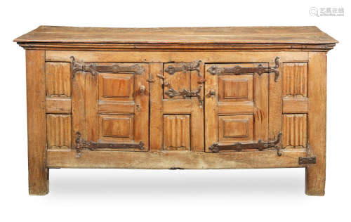 A late 16th century joined oak fully-enclosed low cupboard, Northern French