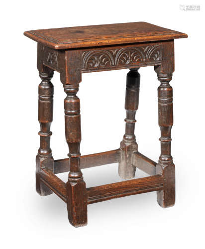 A Charles I oak joint stool, circa 1630-40